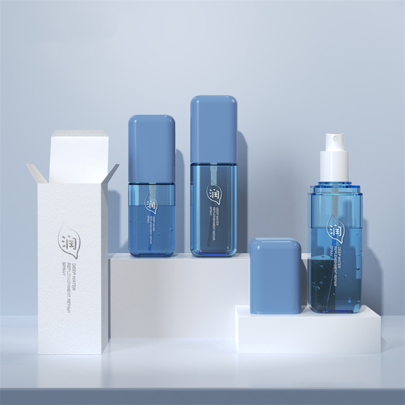 80ml 100 ml de 120 ml de espesor Pet Pe Pat de plástico azul Cosmética Spray Botella hidratante