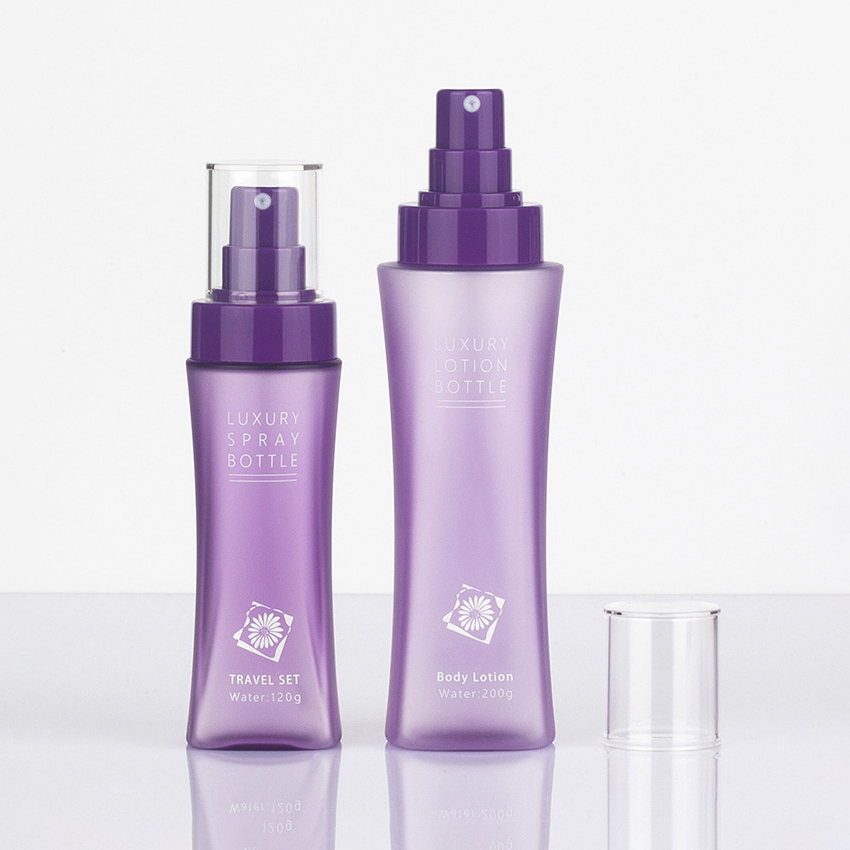 80ml 120 ml 150ml 200 ml de botella de viaje de plástico para mascotas Diseño de explosivo para lociones Tóner Tamaño de agua de agua Conveniente botella de spray