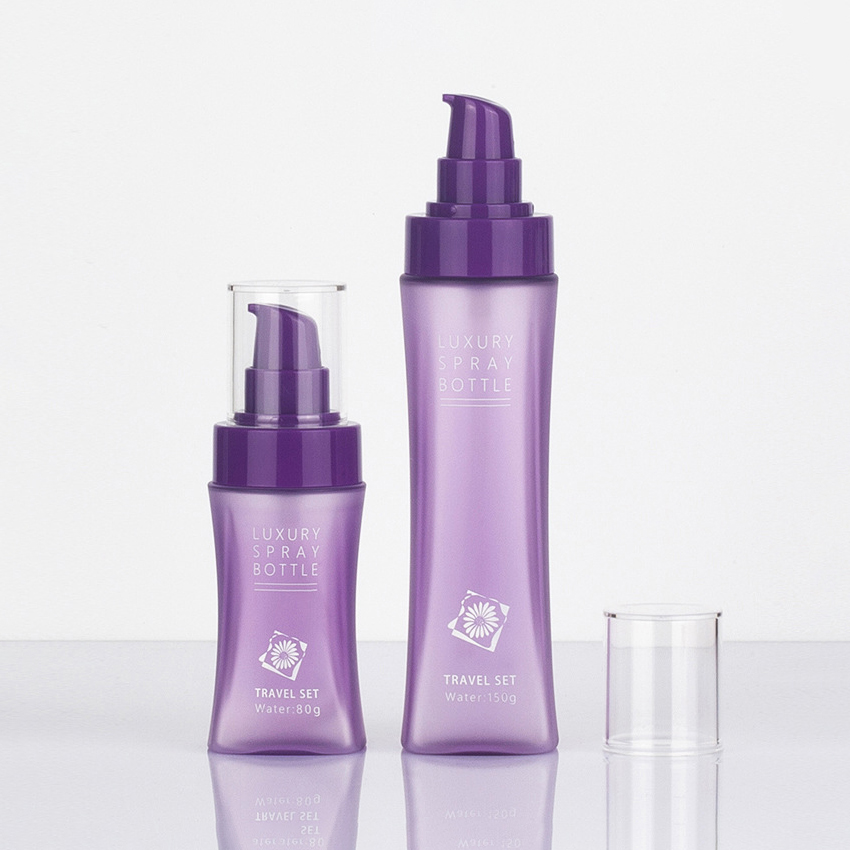 80ml 120 ml 150ml 200 ml de botella de viaje de plástico para mascotas Diseño de explosivo para lociones Tóner Tamaño de agua de agua Conveniente botella de spray