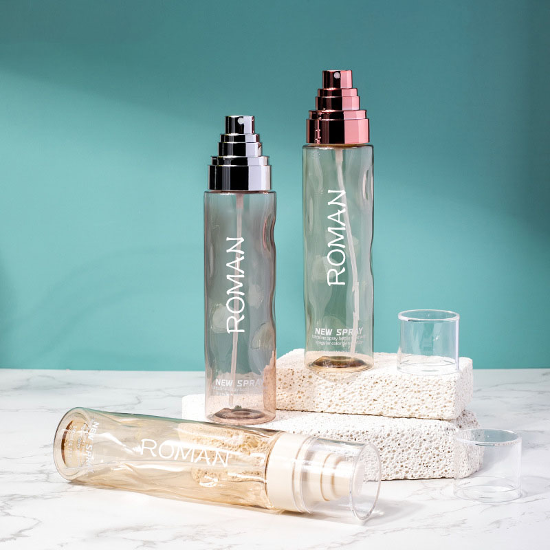 Botellas de tóner de plástico cosméticos de plástico transparente vacío 100 ml de 120 ml de loción corporal de base con botella de bomba de suero de plata dorada