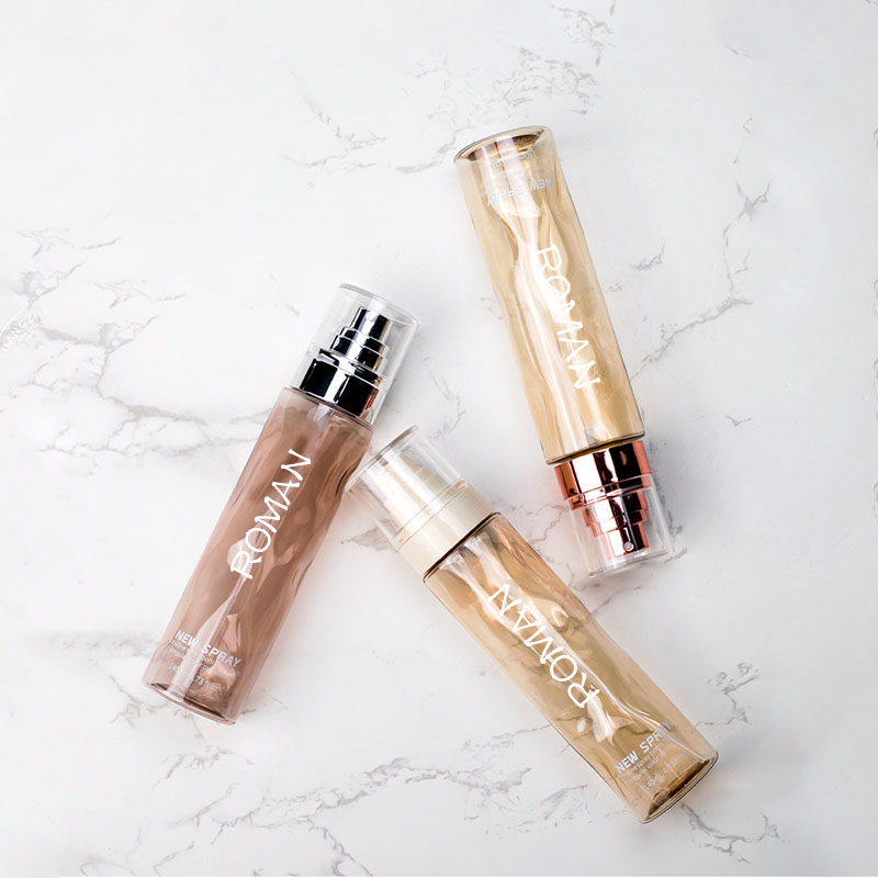 Botellas de tóner de plástico cosméticos de plástico transparente vacío 100 ml de 120 ml de loción corporal de base con botella de bomba de suero de plata dorada